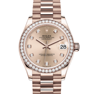 replica Rolex Datejust 31 Oyster 31 mm Evergoud en diamanten Rosé-kleurige wijzerplaat M278285RBR-0025