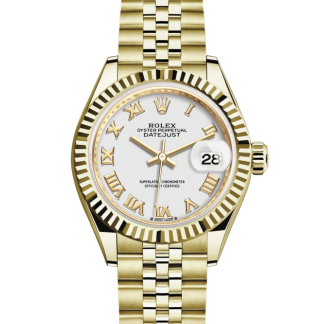 replica Rolex Lady-Datejust Oyster 28 mm geelgoud Witte wijzerplaat M279178-0030
