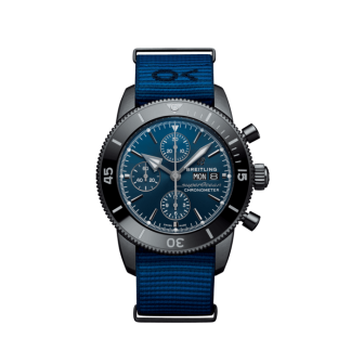 nep breitling Superocean Heritage Chronograph 44 Outerknown DLC-gecoat roestvrij staal Blauw M133132A1C1W1