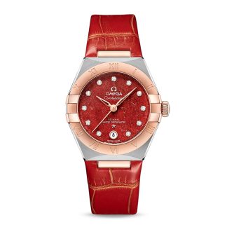 kopen replica Omega Constellation Co Axial Master Chronometer 29 mm dameur rød O13123292099002