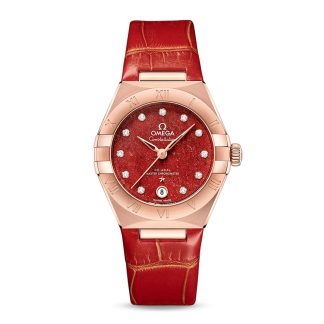 kopen replica Omega Constellation Co Axial Master Chronometer 29 mm dameur rød O13153292099003