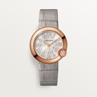 replica cartier Ballon Blanc de Cartier horloge 30mm quartz uurwerk roségoud diamant leder CRWGBL0005