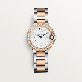 replica cartier Ballon Bleu de Cartier horloge 28 mm roségoud staal diamant CRW3BB0025