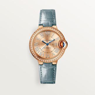 replica cartier Ballon Bleu de Cartier horloge 33 mm 18K roségoud diamant leer CRWJBB0076
