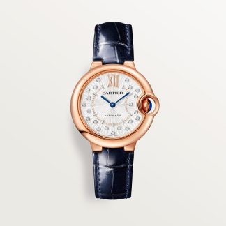 replica cartier Ballon Bleu de Cartier horloge 33 mm roségoud diamant leer CRWGBB0052