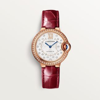 replica cartier Ballon Bleu de Cartier horloge 33 mm roségoud diamant leer CRWJBB0080