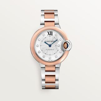 replica cartier Ballon Bleu de Cartier horloge 33 mm roségoud staal diamant CRW3BB0021