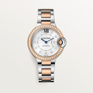 replica cartier Ballon Bleu de Cartier horloge 33 mm roségoud staal diamant CRW3BB0023