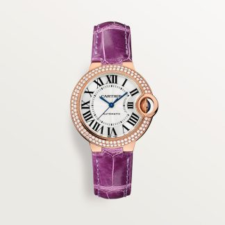 replica cartier Ballon Bleu de Cartier horloge 33mm roségoud diamant leer CRWJBB0051