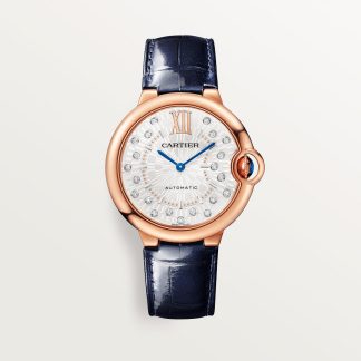 replica cartier Ballon Bleu de Cartier horloge 36 mm roségoud diamant leer CRWGBB0053