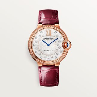replica cartier Ballon Bleu de Cartier horloge 36 mm roségoud diamant leer CRWJBB0081
