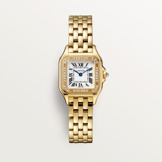 replica cartier Panthère de Cartier horloge Klein model quartz uurwerk geelgoud diamant CRWJPN0048