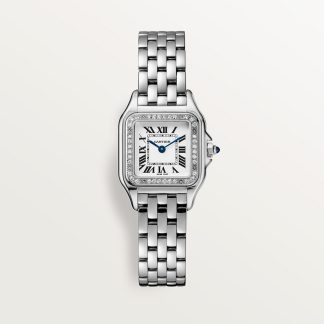 replica cartier Panthère de Cartier horloge Klein model quartz uurwerk staal diamant CRW4PN0007