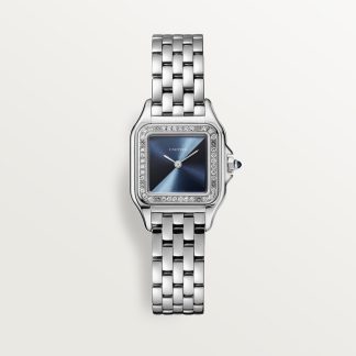 replica cartier Panthère de Cartier horloge Klein model quartz uurwerk staal diamant CRW4PN0013