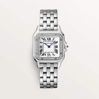 replica cartier Panthère de Cartier horloge Medium model quartz uurwerk staal diamant CRW4PN0008