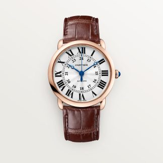 replica cartier Ronde Louis Cartier horloge 36mm roségoud leer CRWGRN0006