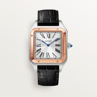 replica cartier Santos-Dumont horloge Extra groot model roségoud leer CRW2SA0017
