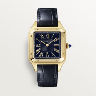 replica cartier Santos-Dumont horloge Groot model quartz uurwerk geelgoud leer CRWGSA0077