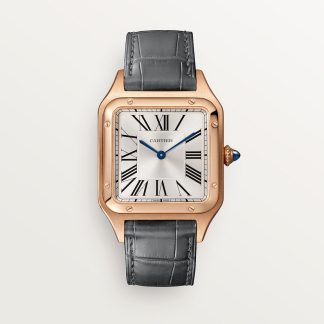 replica cartier Santos-Dumont horloge Groot model quartz uurwerk roségoud leer CRWGSA0021
