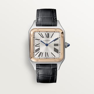 replica cartier Santos-Dumont horloge Groot model quartz uurwerk roségoud staal leer CRW2SA0011