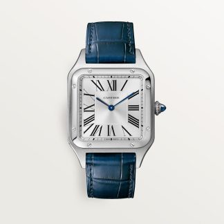 replica cartier Santos-Dumont horloge Groot model quartz uurwerk staal leer CRWSSA0022