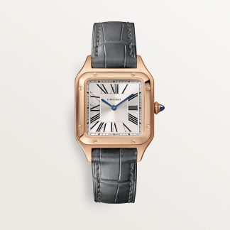 replica cartier Santos-Dumont horloge Klein model quartz uurwerk roségoud leer CRWGSA0022