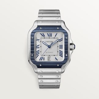 replica cartier Santos de Cartier horloge Groot model staal PVD CRWSSA0047