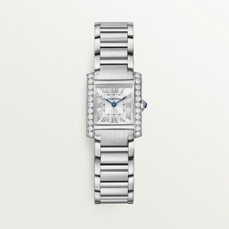 replica cartier Tank Française horloge Klein model quartz uurwerk staal diamanten CRW4TA0020