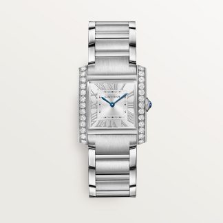 replica cartier Tank Française horloge Medium model quartz uurwerk staal diamant CRW4TA0021