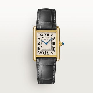 replica cartier Tank Louis Cartier horloge Groot model quartz uurwerk 18K geel goud leer CRWGTA0067