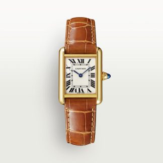 replica cartier Tank Louis Cartier horloge Klein model quartz uurwerk geelgoud leer CRW1529856